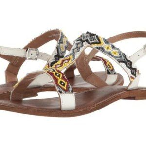 NEW Freebird By Steven Women's Juno Flat Sandal, White Multi, Size 39,38, 40.